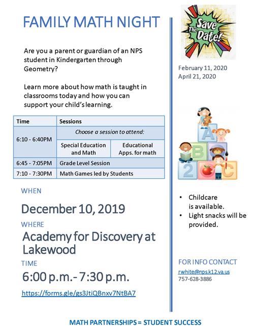 Family Math Night Family Math Night
